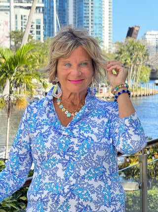LULU B CORAL BREEZE RUFFLE TOP