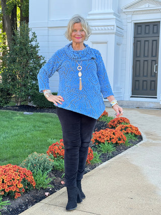 HOLIDAY BLUE JACQUARD TOP