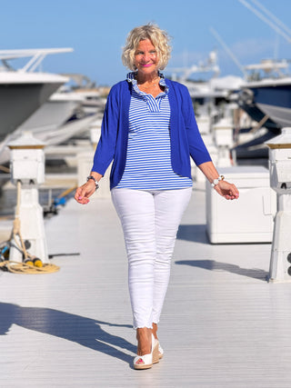 NAUTICAL BLU SLEEVELESS RUFFLE LULU-B