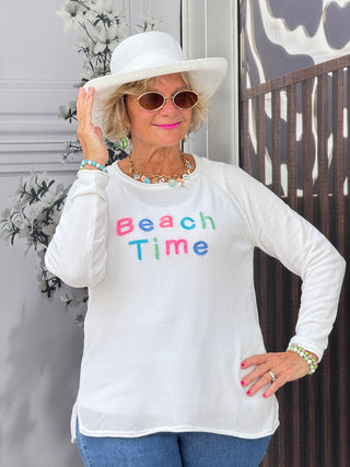 LULU-B WHITE BEACH TIME SWEATER