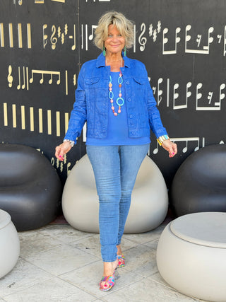 Lulu B Metallic Cobalt Linen Jacket LULU-B