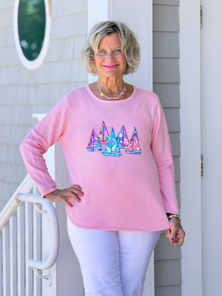 BEACH CLUB YELLOW SAILBOAT SWEATER LULU-B