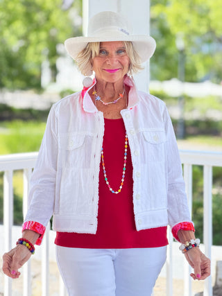 HARBOR LIGHTS RED LINEN JACKET Cathys Place