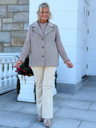 Wool Blend Jacket with Rib Knit Sleeves CHARLIE B