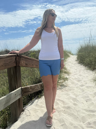 LULU-B TURQ CLEAR SCALLOP SHORTS