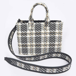 Tweed Plaid Medium Tote Bag
