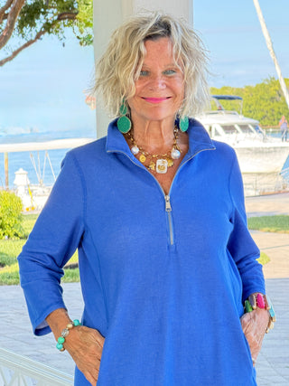 Lullu b half zipper Blu scuba dress LULU-B