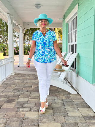 BLUE DREAMING SHORT SLEEVE TOP