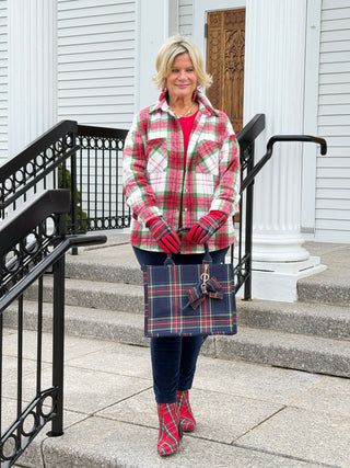 Christmas Plaid Casual Flannel Shacket Cathys Place