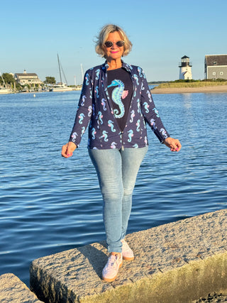 LULU-B NAVY SEAHORSE SWEATER