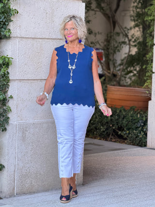 FRENCH RIVIERA NAVY SCALLOP TANK Cathys Place