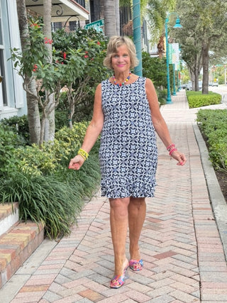 LULU-B BRIGHTEN BLUE SHIFT RUFFLE DRESS