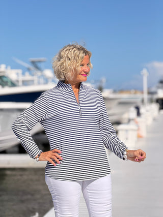 DOCKSIDE NAVY HALF ZIPPER TOP LULU-B