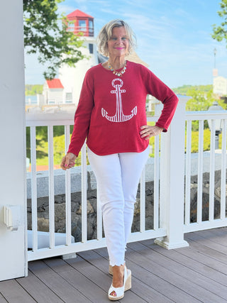 DOCKSIDE RED NAUTICAL STRIPE ANCHOR LULU-B