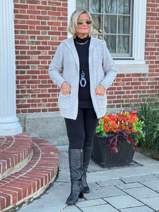 CARDIGAN PLUSH LIGHT GRAY CARDIGAN SWEATER