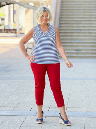 NAUTICAL NAVY SLEEEVLESS RUFFLE LULU-B