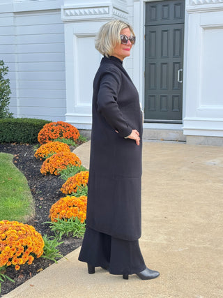 Ladies Solid Color Open Knit Cardigan & Pants 3PCS Set Cathys Place