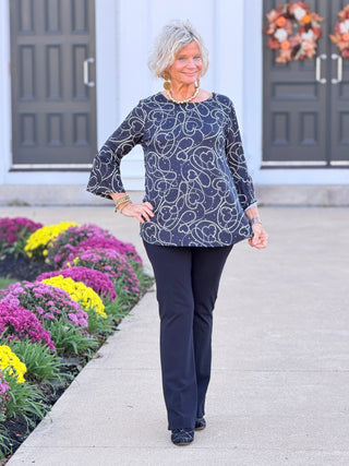 HOLIDAY BLACK GOLD ACCENTS TOP Cathys Place