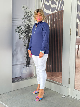 NAVY ZIPPER TOP - Cathys Place