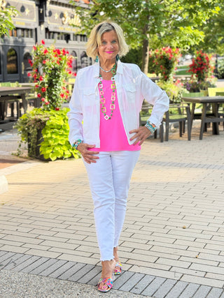 LULU B CHAMBRAY WHITE LINEN JACKET LULU-B