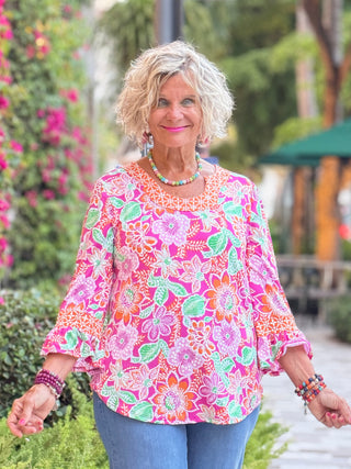 FLORAL PUFF TOP Cathys Place