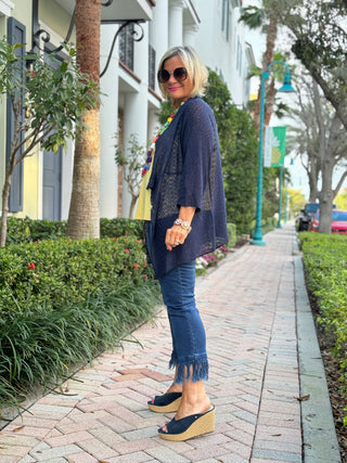LULU-B NAVY FRINGE CAPRI - Cathys Place
