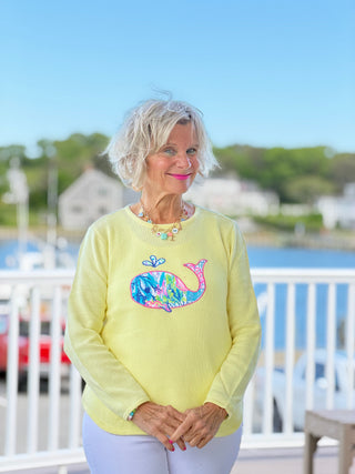 BEACH CLUB YELLOW WHALE SWEATER LULU-B
