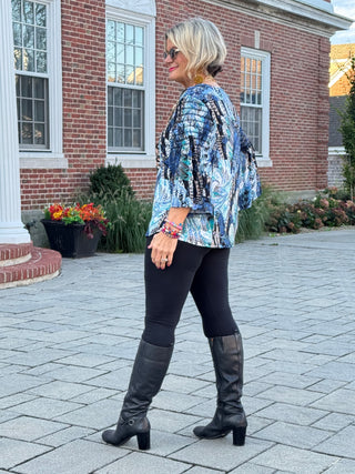 LEOPARD BLUE FASHION TOP