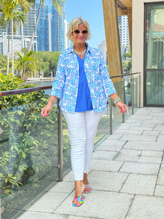 LULU B CORAL BREEZE BUTTON UP SHIRT