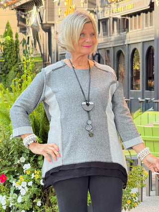 Two-Tone Tunic with Sheer Hem