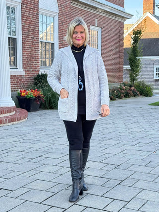 CARDIGAN PLUSH LIGHT GRAY CARDIGAN SWEATER