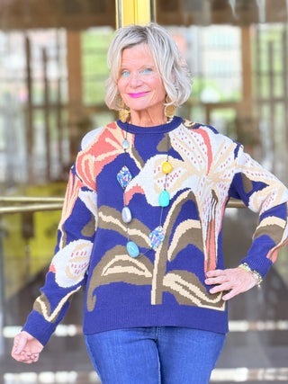 Statement Floral Crew Neck Sweater CHARLIE B