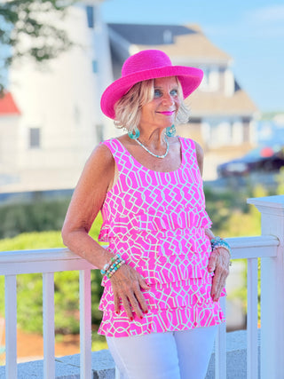 LULU B PALM BEACH LATTICE CHA CHA TANK LULU-B