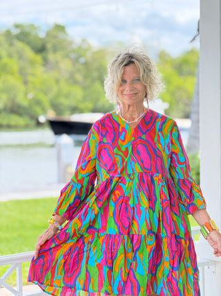 Multi Woodgrain Taos Dress Cathys Place