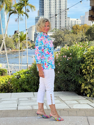 LULU B PARADISE GARDEN RUFFLE SLEEVE TOP LULU-B