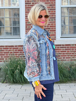Ethyl Denim & Floral Insert Coat - Virtue