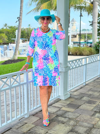 SALINA REEF RUFFLE SLEEVE DRESS