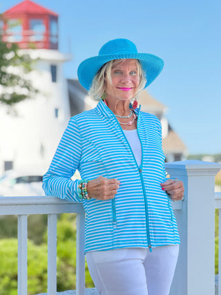 OCEAN BLUE STRIPE FULL ZIPPER LULU-B