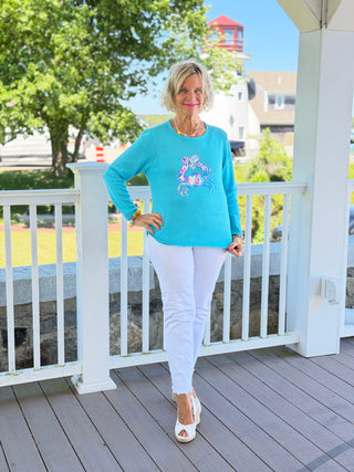 BEACH CLUB AQUA CRAB SWEATER LULU-B