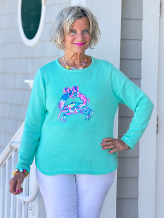 BEACH CLUB SEAFOAM CRAB SWEATER LULU b