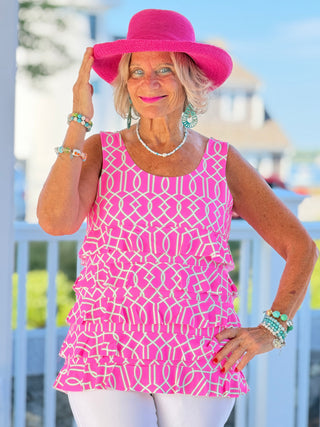 LULU B PALM BEACH LATTICE CHA CHA TANK LULU-B