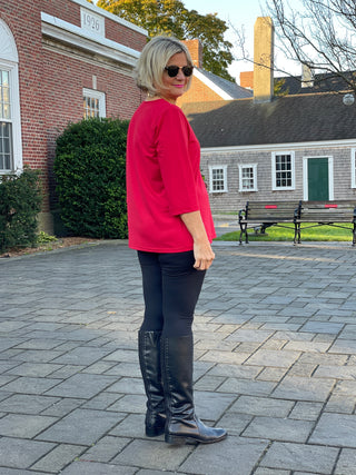 LULU-B RED TAILORED V SLEEVE TOP