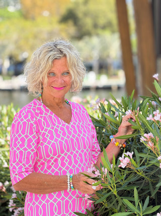 LULU B PALM BEACH LATTICE ELBOW DRESS LULU-B