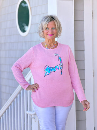 BEACH CLUB PINK CAPE COD MAP SWEATER LULU-B