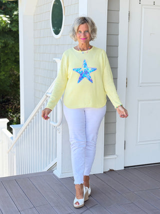 BEACH CLUB YELLOW STARFISH SWEATER LULU-B