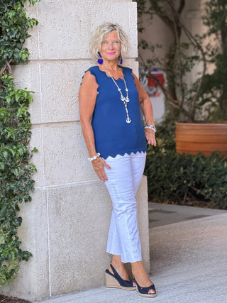 FRENCH RIVIERA NAVY SCALLOP TANK Cathys Place