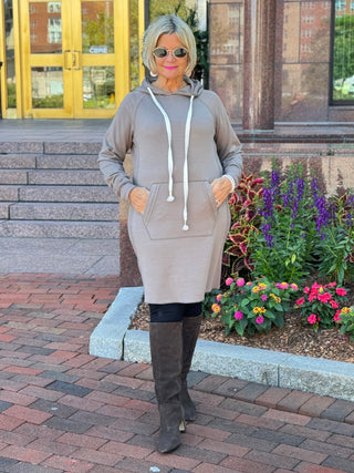 Lulu-b kangaroo pocket Taupe scuba dress