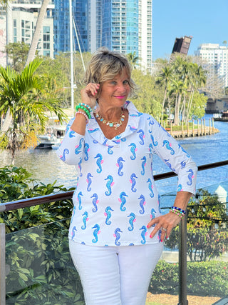 LULU B SHORELINE CHARM RUFFLE TOP