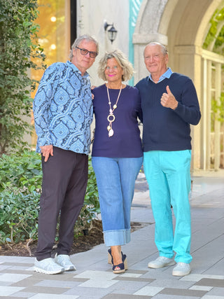 LULU-B NAVY CASHMERE SCOOP NECK FRINGE TOP LULU-B