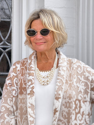 Women's Eyelash Scroll Jacquard Cardigan Cathys Place